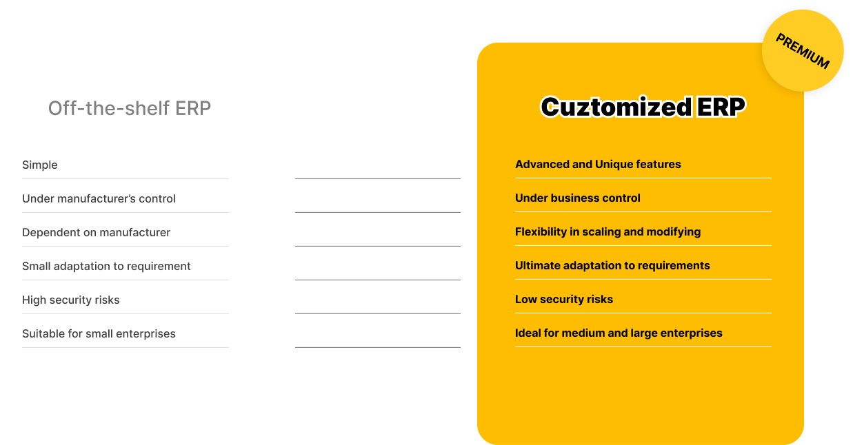 compare Off-the-shelf-ERP vs Customized ERP